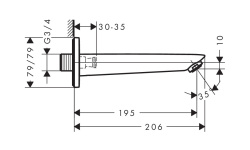 HANSGROHE LOGIS Излив на ванну, выступ 195 мм, хром мини 3 2