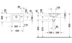 DURAVIT ME by Starck Раковина для мебели с переливом, 1 отв., 430x300 мм, белый мини 3 2
