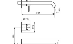 NOKEN ROUND INOX Внешняя часть смесителя для раковины из стены, 230 мм, браш. нержавеющая сталь мини 3 2