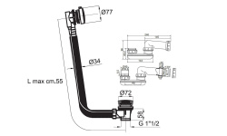NOKEN NEXT Универсальный слив перелив для ванны, хром мини 3 2