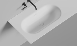 Salini ONDA FLOW OVAL 72 Столешница 800-3000x165 мм с раковиной 700х400 мм, ДК, S-Stone- белый мат мини 3 9