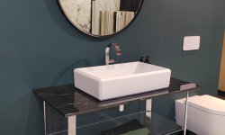 VB ANTHEUS Комплект тумба с раковиной и зеркалом, Nero Marquina/ Альпийский белый/хром мини 1