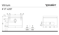 DURAVIT VITRIUM Тумба с интегрированной раковиной, 1000х479 мм, 16 Black Oak/White/White Satin Matt мини 3 6