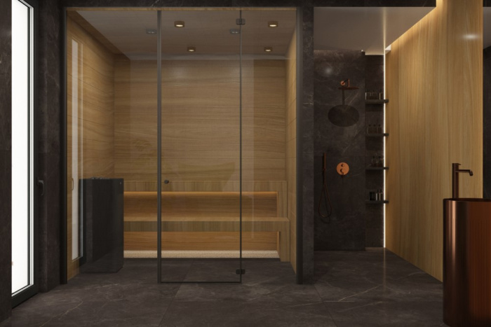 Сауна в темном стиле