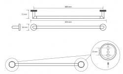 BEMETA STELLA Полотенцедержатель 654x54x72 мм, хром мини 3 2