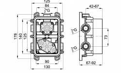 NK SMART BOX SLIM Универсальный встроенный корпус для термостатических смесителя мини 3 2