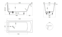 Salini CASCATA KIT Ванна встраиваемая 1500x700x593/610 мм, S-Stone, RAL матовый мини 3 14
