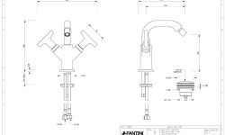 FANTINI SAILING Смеситель для биде на 1 отверстие, с ДК, Matt Gun Metal PVD мини 3 2