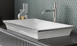 TERZOFOCO MANATARES Раковина накладная, 615х420х140 мм, GLOSSY WHITE/PLATINUM край мини 1