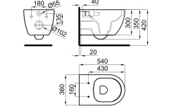 NOKEN ARQUITECT Унитаз подвесной rimless, с креплениями, 540х360 мм, белый мини 3 2