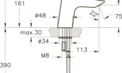 VITRA AquaMed Solid S Смеситель для раковины медицинский, хром мини 3 2