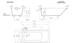 Salini ORLANDA 180 Ванна встраиваемая 1800х800х600 мм, S-Stone - белый матовый мини 3 2