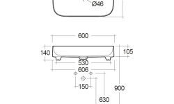 KLUDI RESA S Раковина накладная soft-edge, 60х40хH14 см, белый мини 3 4