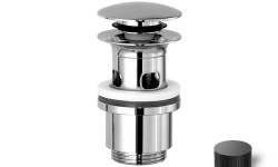 STELLA Донный клапан clic-clac для раковин с переливом, черный матовый PVD мини 1