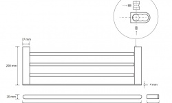 BEMETA GALLA Полочка для полотенец, 600х20х200 мм, медь/чëрный мини 3 2