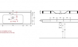 KERASAN CENTO Раковина подвесная/накладная 140X45 см, 1 отв., белый мини 3 2