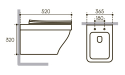 AQUEDUTO ESTETA Унитаз подвесной безободковый, сиденье c микролифтом, 520х370 мм, черный матовый мини 3 5