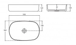 ALLEN BRAU FANTASY Раковина Oval керамическая накладная, без отв., 550х360 мм, антрацит мини 3 2