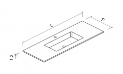 BRENTA TS11 Столешница из Solid Surface 100х49,6хh1,2 см, с раковиной "Unit" 64х29 см, 1отв., белый мини 3 2